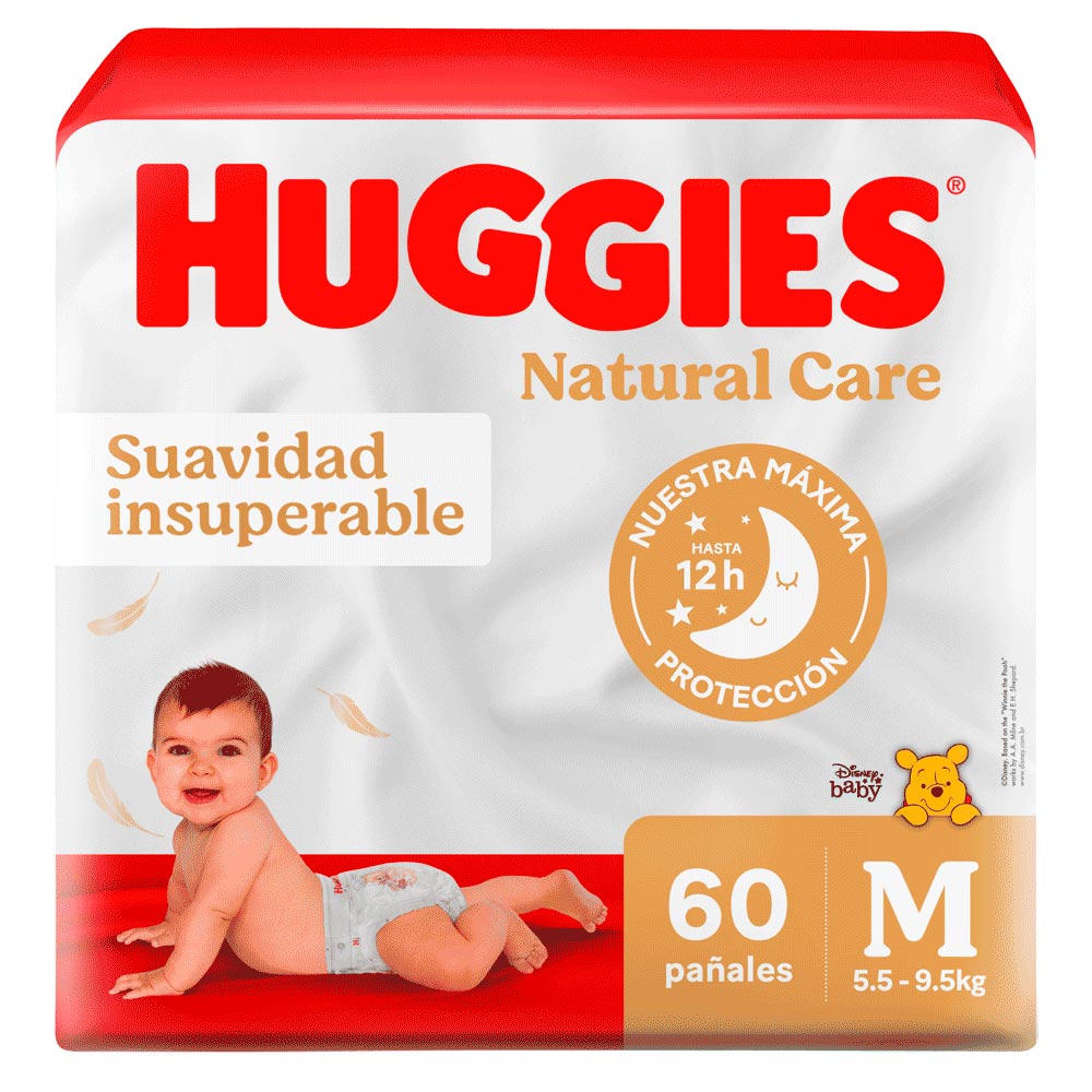 Pañales Huggies Natural Care M - Hiperpack 60 Unidades