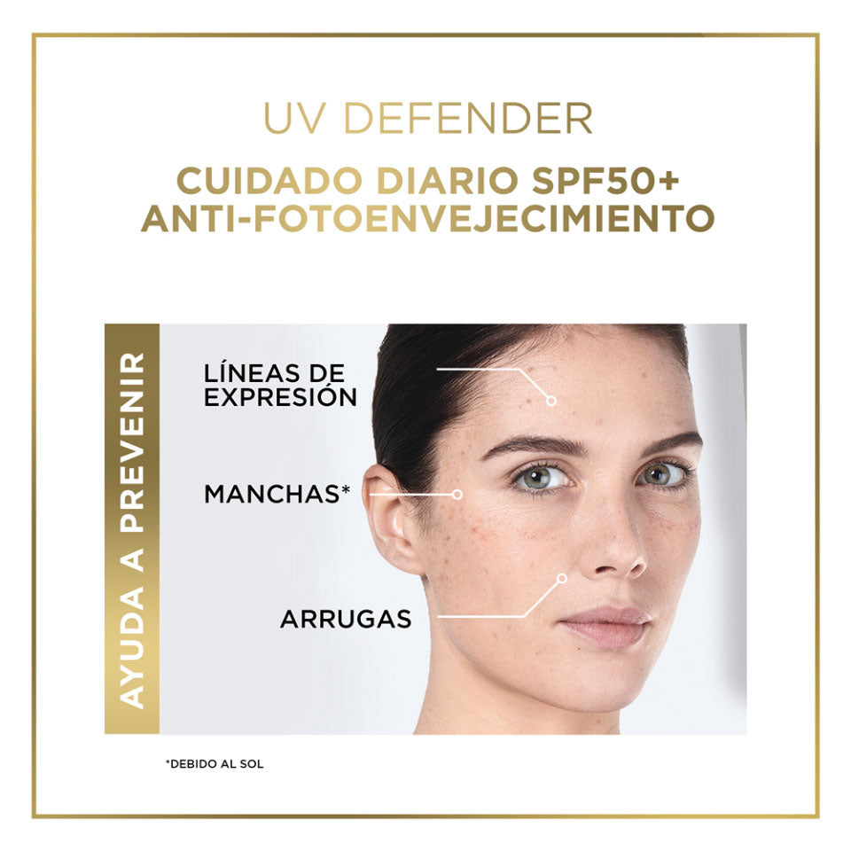 Protector Solar Anti Edad Uv Defender Loréal Paris Skin Care Fps 50+ Anti Brillo