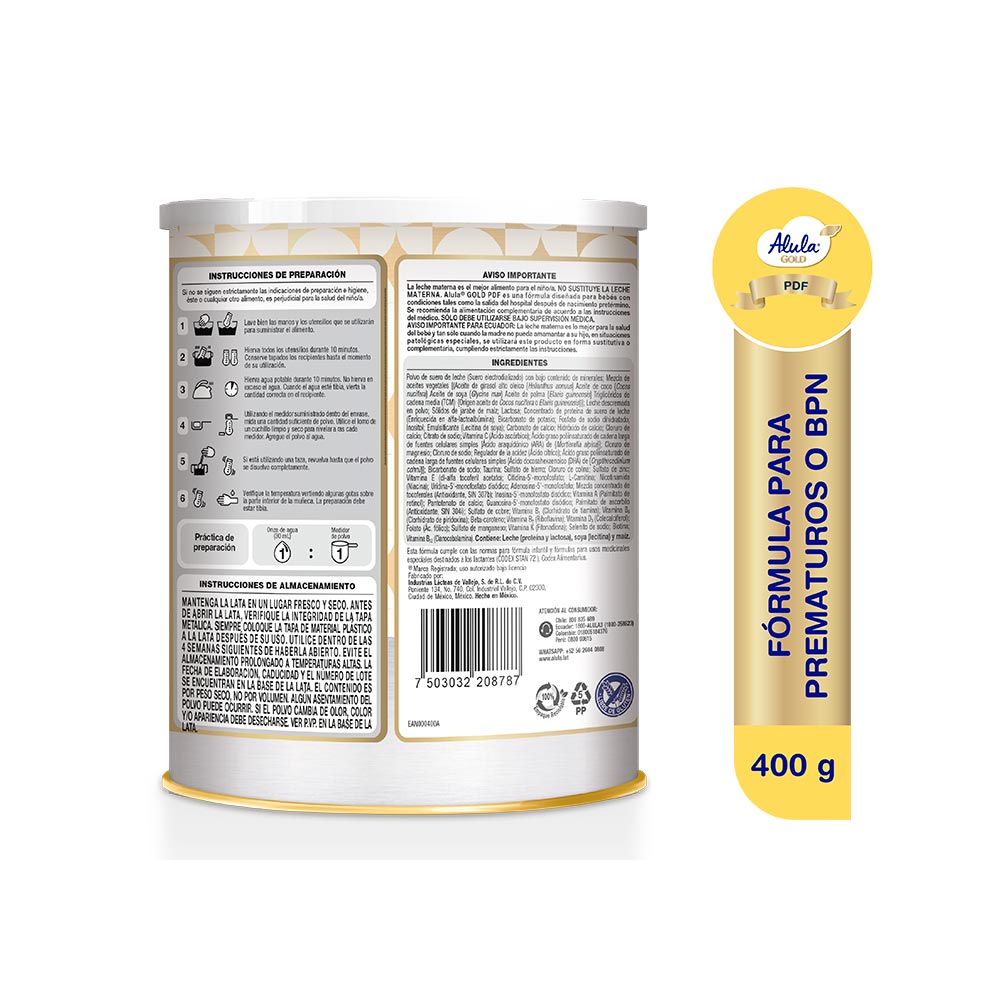 Alula Gold PDF 400 G - Bebés Prematuros