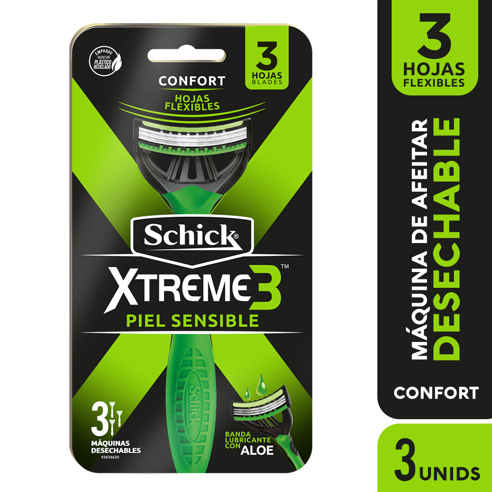 Máquina de Afeitar Schick Xtreme3 Piel Sensible 2 Und