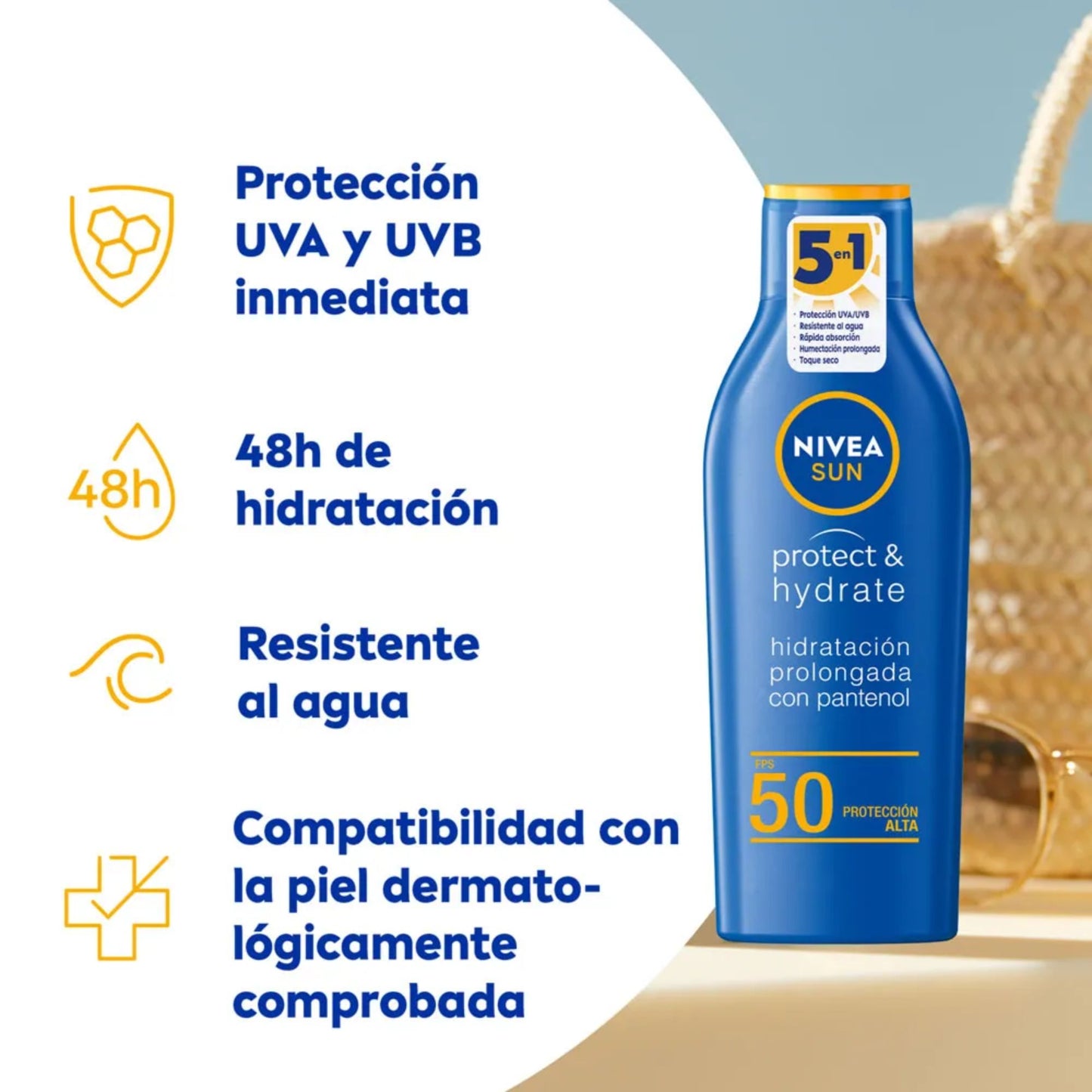 Protector Solar Nivea Sun Protect & Hydrate con Pantenol 125 Ml