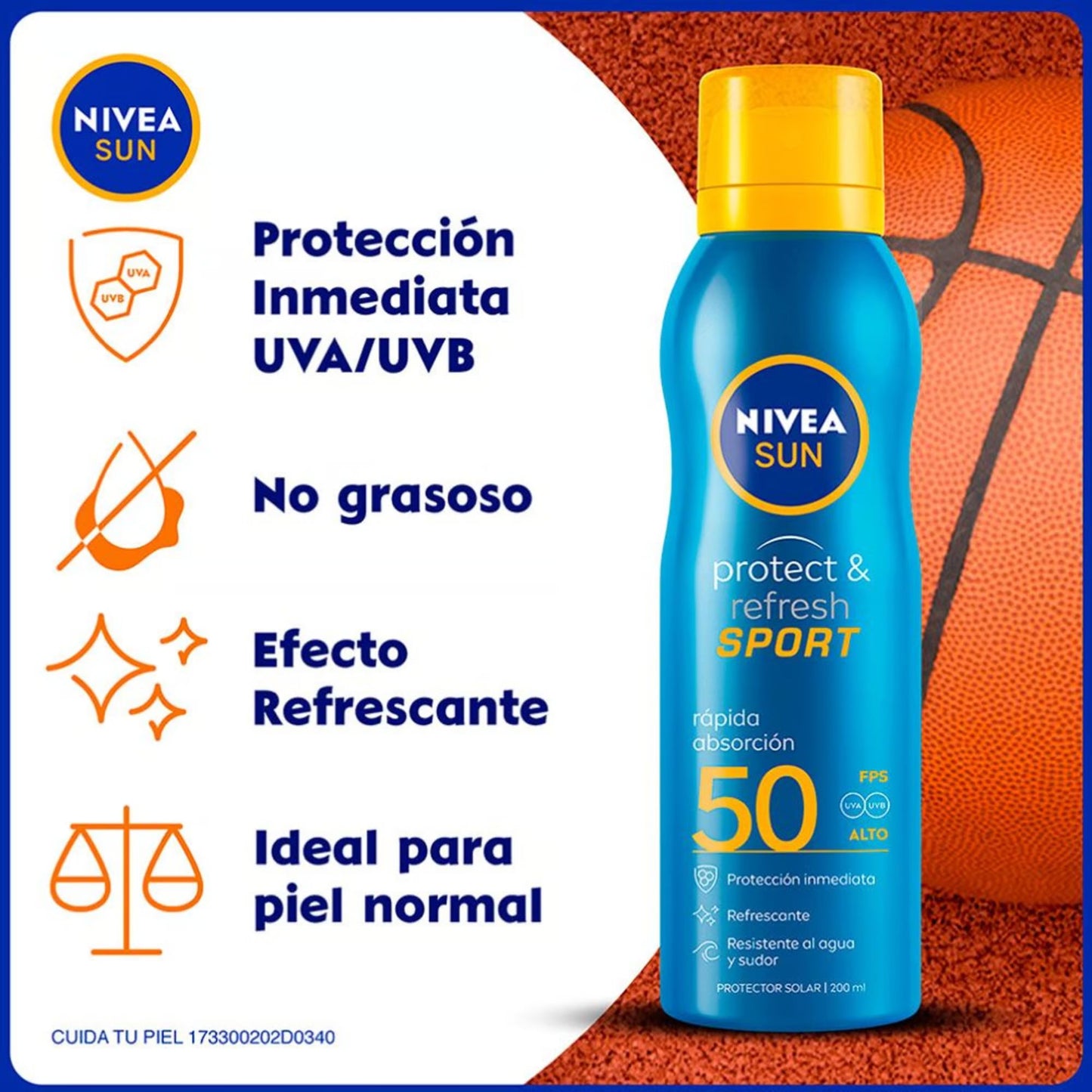 Protector Solar Nivea Sun Spray Protect y Refresh Sport FPS 50 200 Ml