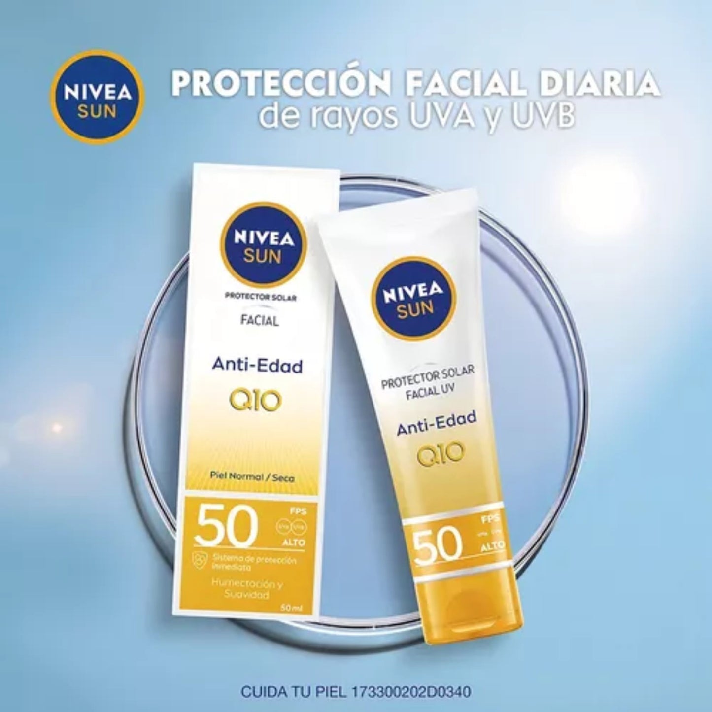 Protector Solar Facial Anti-Edad Q10 FPS50 50 Ml