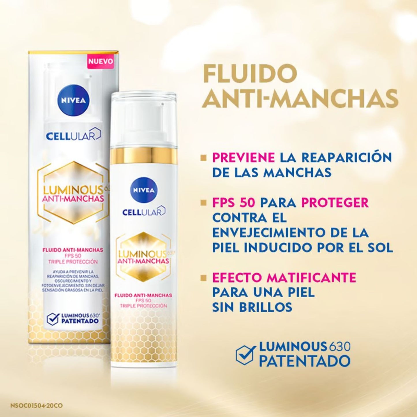 Nivea Cellular Luminous 630° Fluido Día Spf 50 Antimanchas 40 Ml