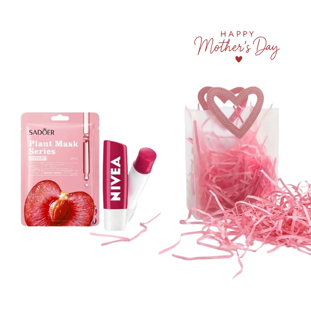 Mini Kit Mamá Mascarilla Cereza 1 Und + Bálsamo Labial Cereza Nivea 1 Und + Bolsa De Regalo
