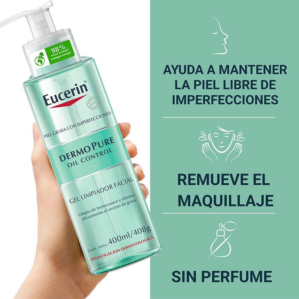 Eucerin Gel Limpiador Facial Dermo Pure - Para Piel Grasa O Con Imperfecciones 400 Ml
