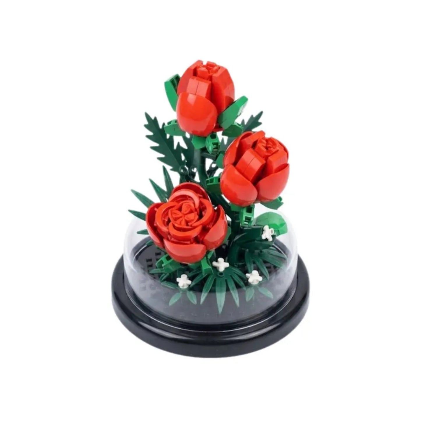 Kit Diy de Rosas Rojas en Domo Tipo Lego 254 Piezas