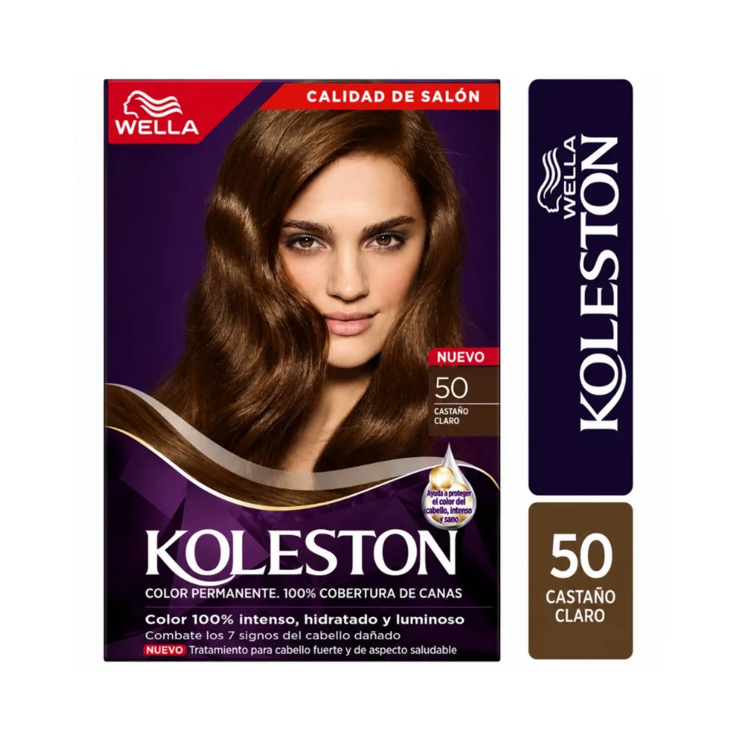 Kit Tinte Koleston Wella 100% Cobertura de Canas 50 Castaño Claro