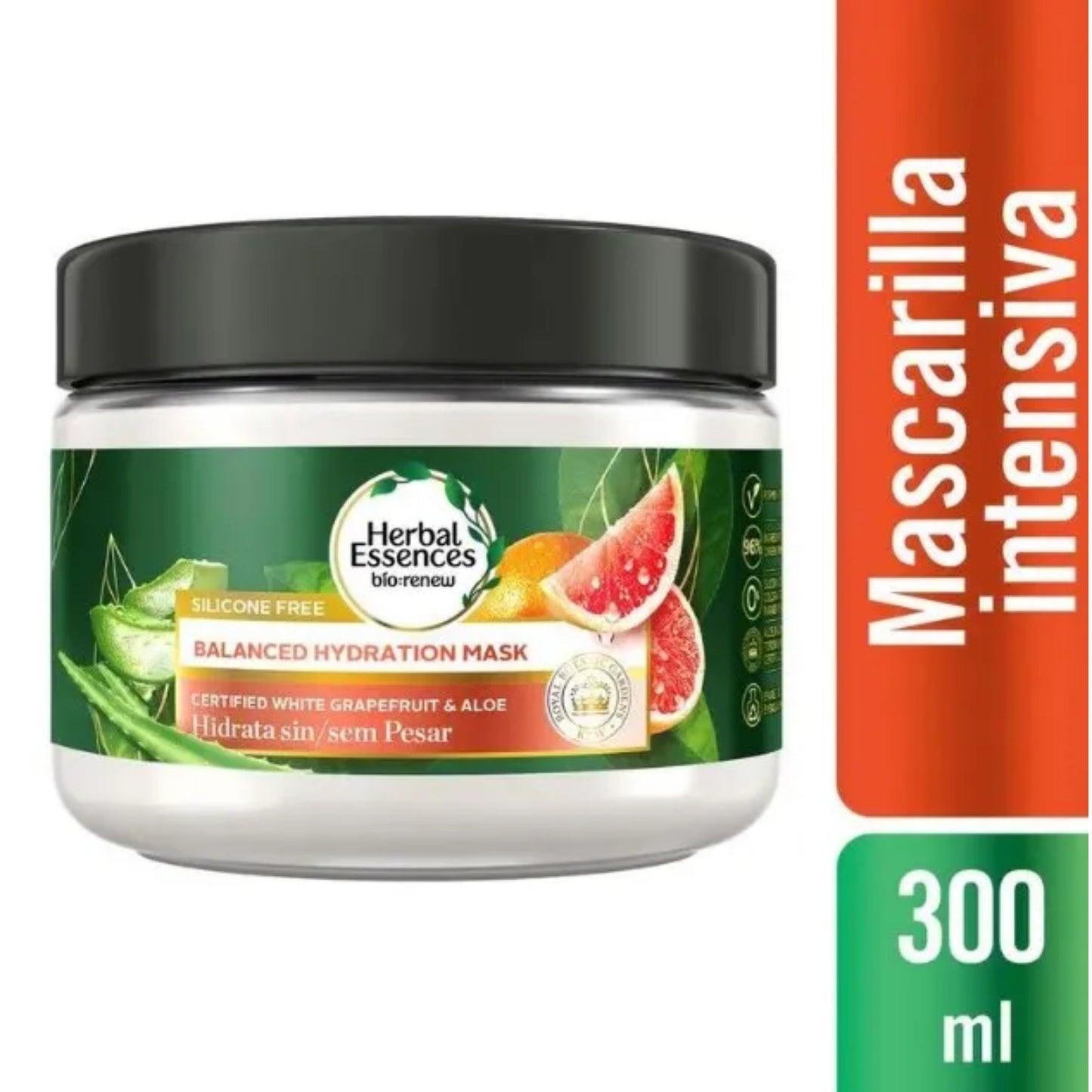 Mascarilla Capilar Herbal Essences Bio Renew Hidratación Ligera Toronja Blanca y Aloe 300 ml