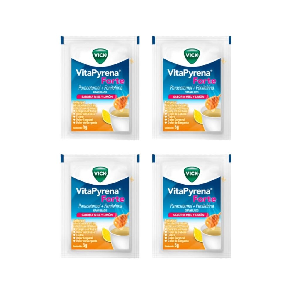 Pack Vick Vitapyrena Forte Sabor Miel Y Limón 4 Und