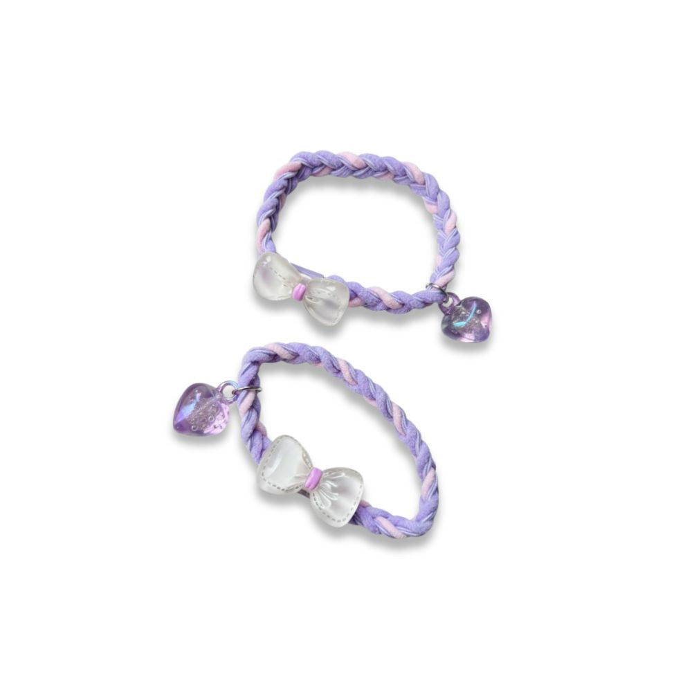 Ligas Trenzadas para el Cabello Lazos Lila y Rosa 2 Und