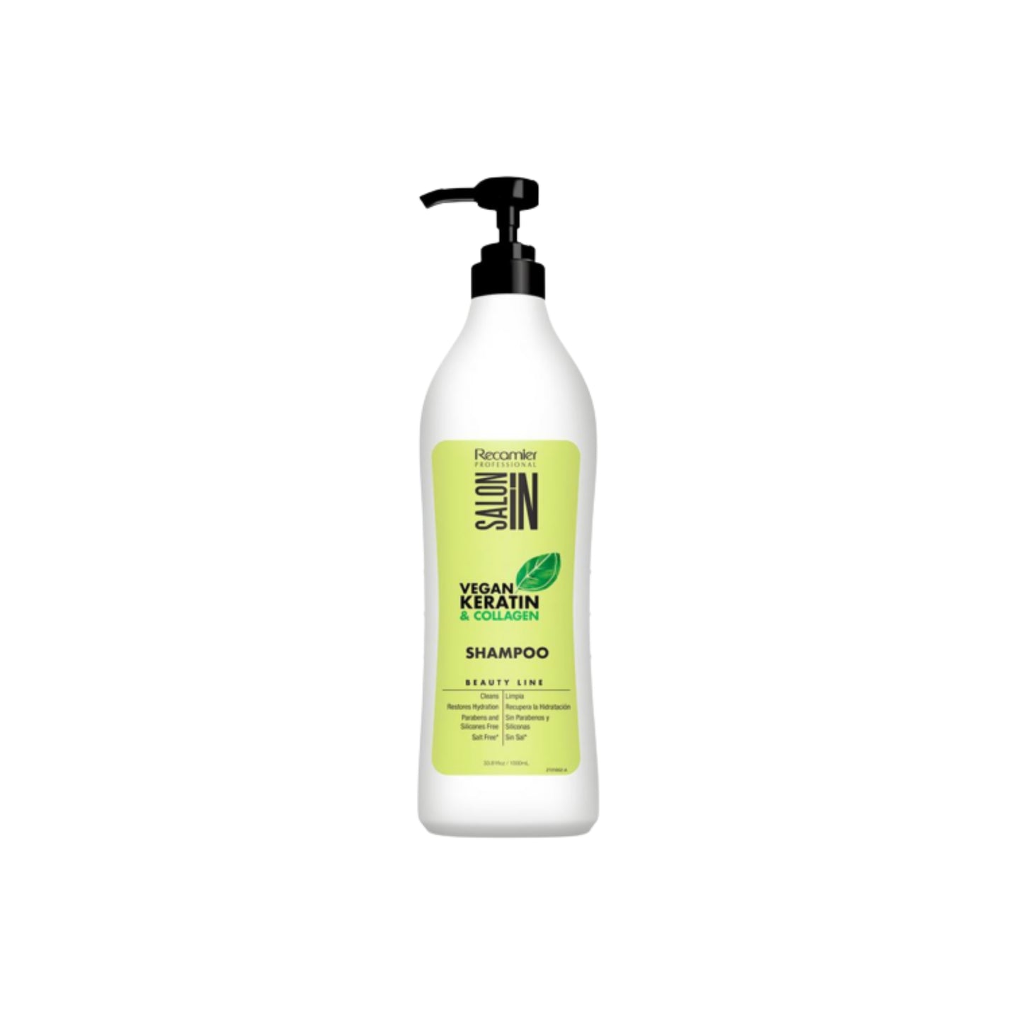 Shampoo Salon In Vegano Keratina & Colágeno Hidratación y Fortalecimiento 1000 Ml