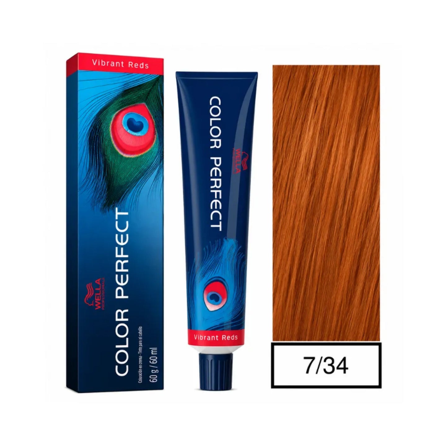 Tinte Color Perfect Wella 7/34 Rubio Mediano Dorado Rojizo 60 G