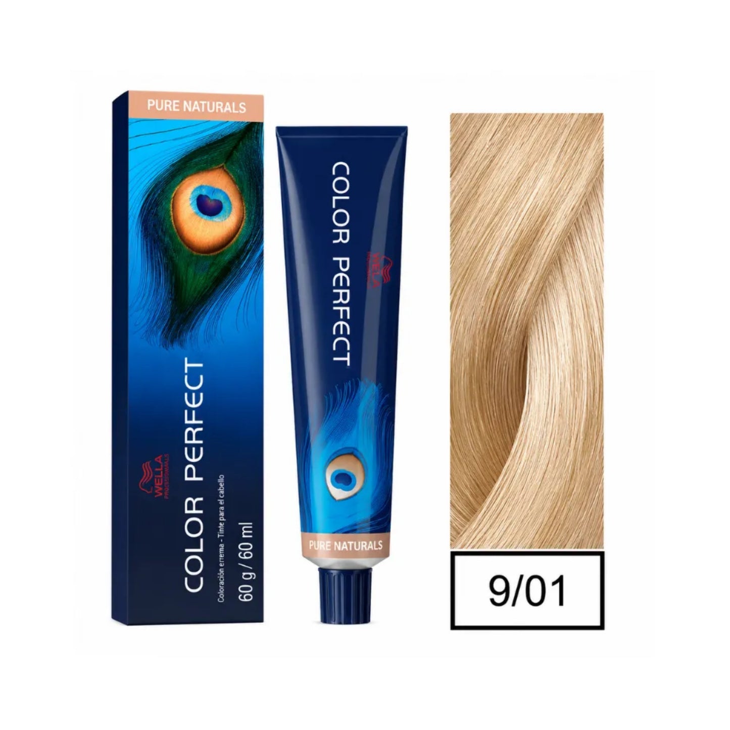 Tinte Color Perfect Wella 9/01 Rubio Extra Claro Natural Cenizo 60 G
