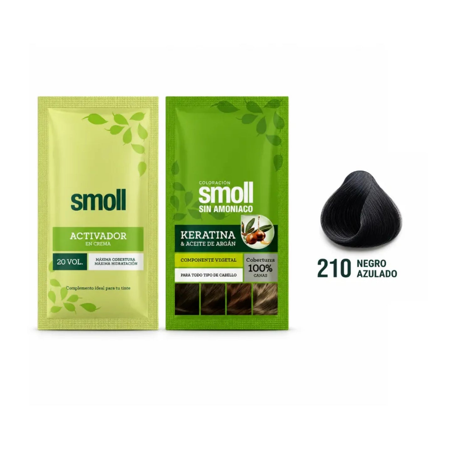 Tinte Smoll Sin Amoniaco 210 Negro Azulado Sachet 50 Ml + Oxigenta Vol 20 50 Ml