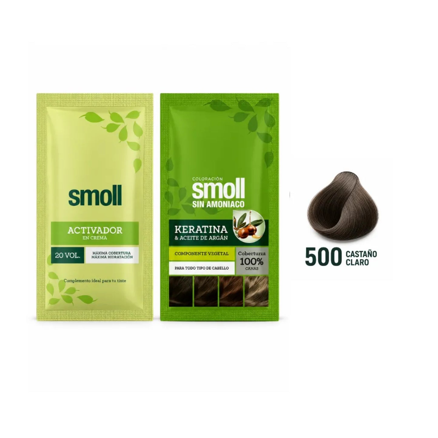 Tinte Smoll Sin Amoniaco 500 Castaño Claro Sachet 50 Ml + Oxigenta Vol 20 50 Ml