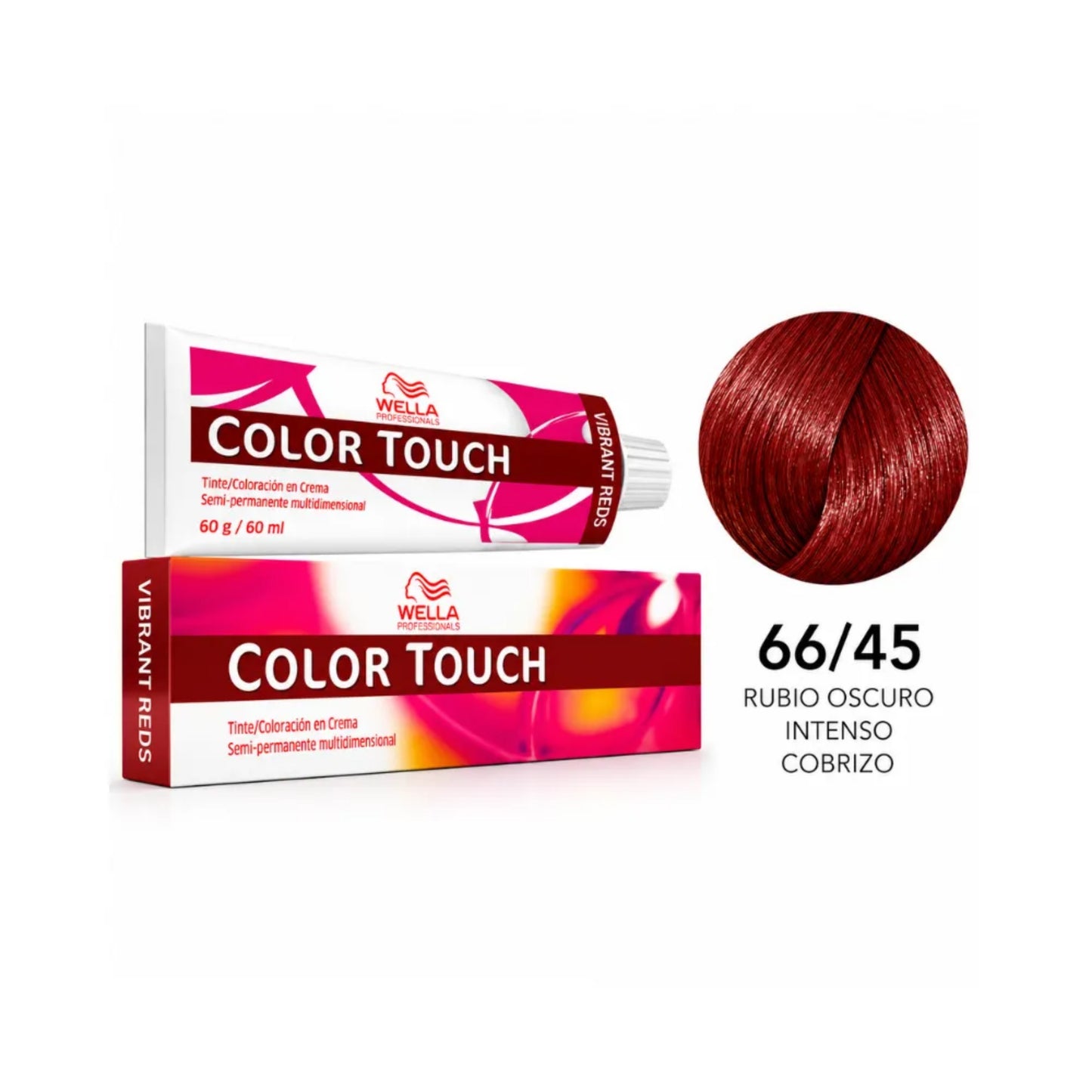 Tinte Wella Color Touch Sin Amoniaco Semi Permanente 66/45 Rubio Oscuro Intenso Cobrizo 60 G
