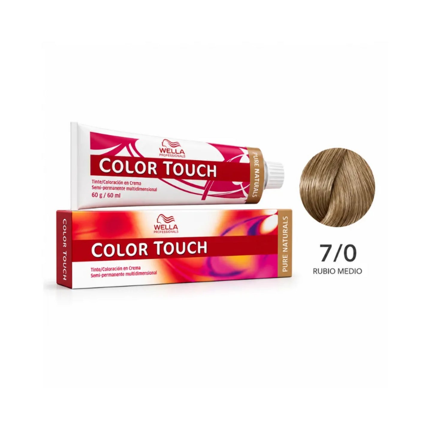 Tinte Wella Color Touch Sin Amoniaco Semi Permanente 7/0 Rubio Medio 60 G