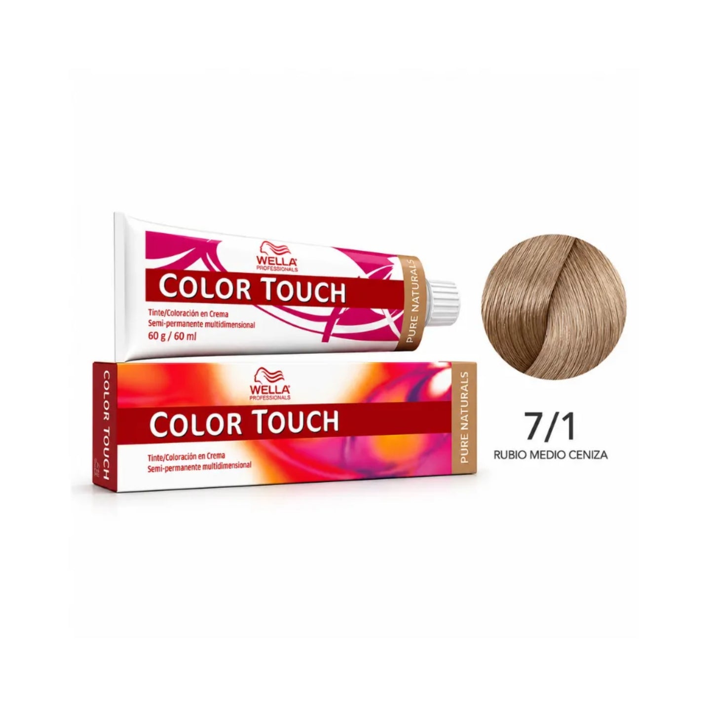 Tinte Wella Color Touch Sin Amoniaco Semi Permanente 7/1 Rubio Medio Cenizo 60 G