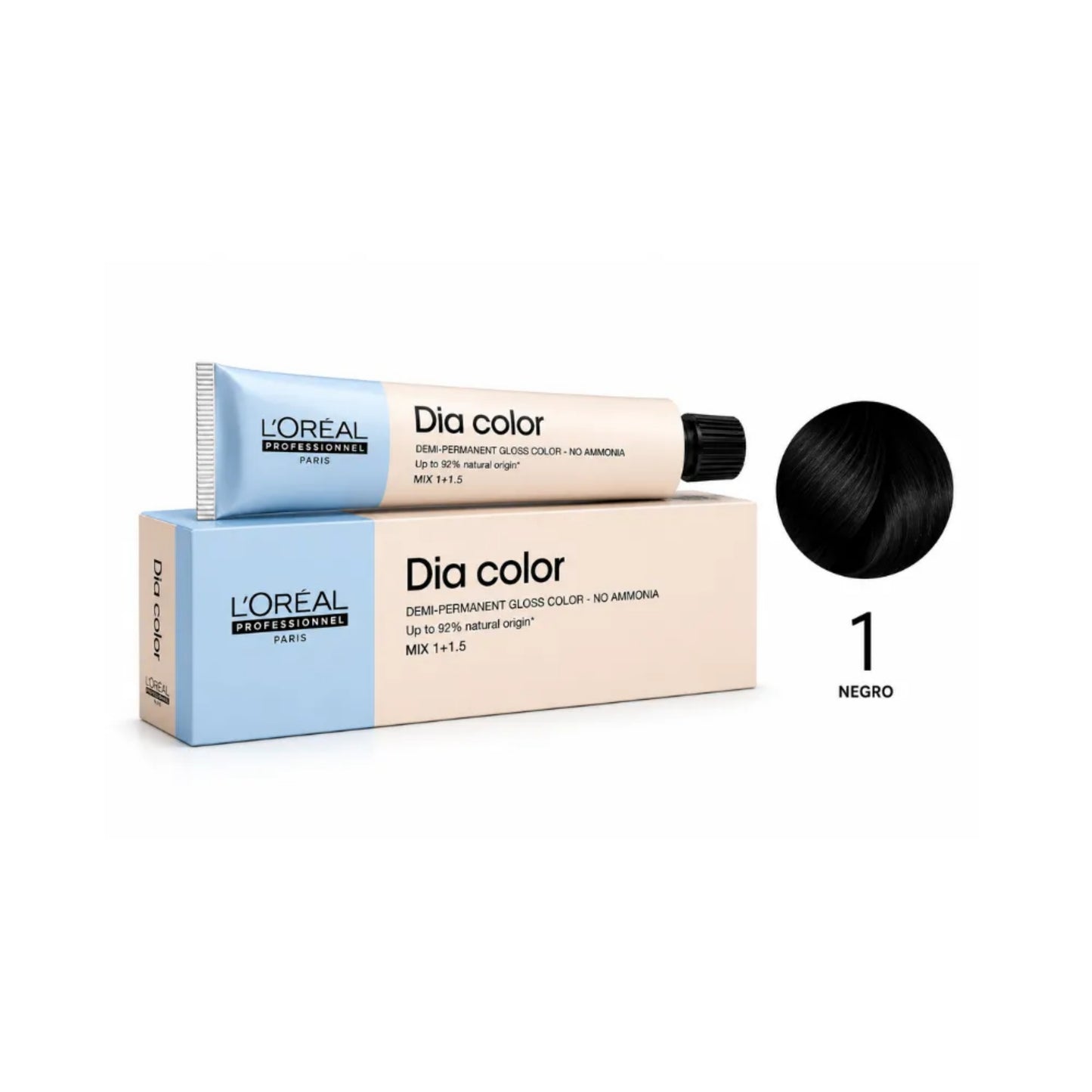 Tinte para Cabello Loreal Día Color 1 Negro Sin Amoniaco 60 Ml