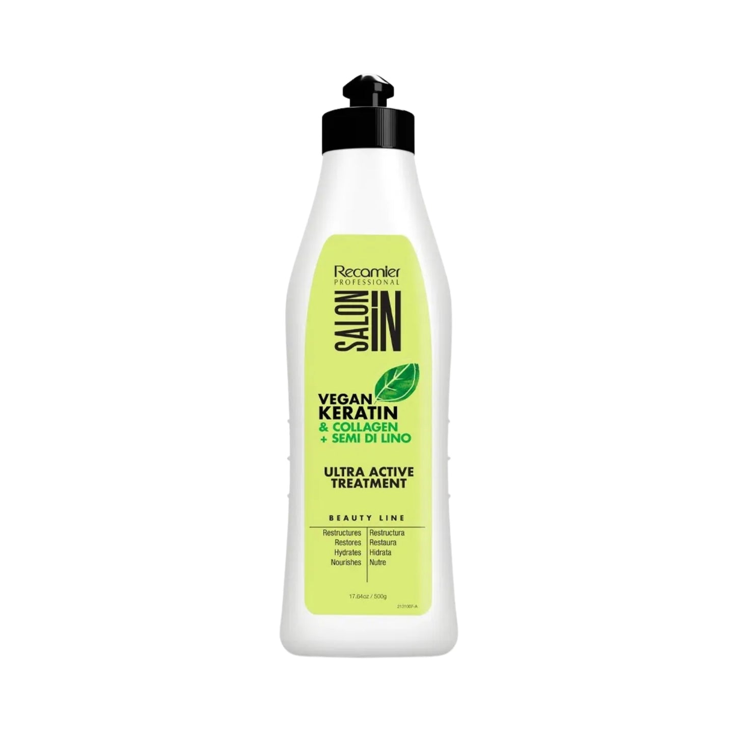 Tratamiento Protector de Calor Salon In Vegan Keratin & Collagen + Semi de Lino Ultra Active 500 Ml
