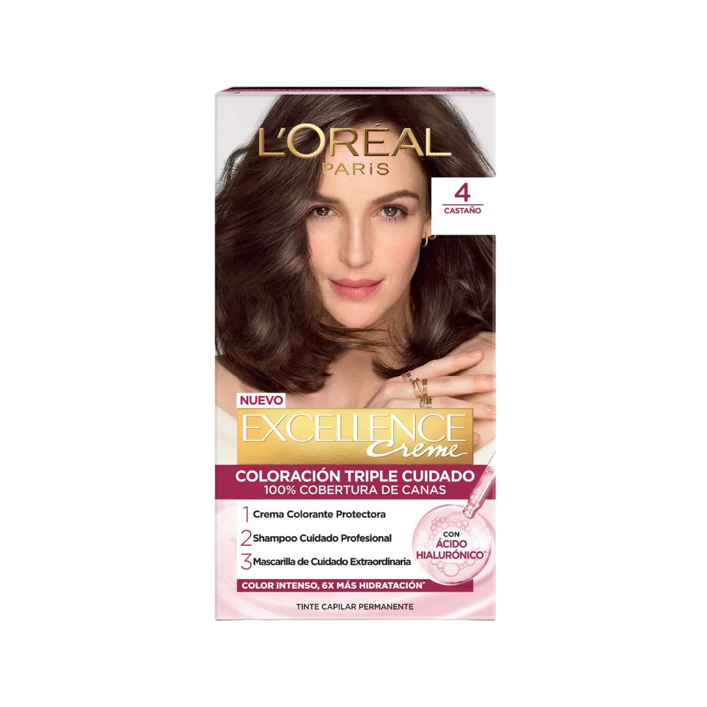 Tinte para Cabello Excellence Creme 4 Castaño Caja 1 Und