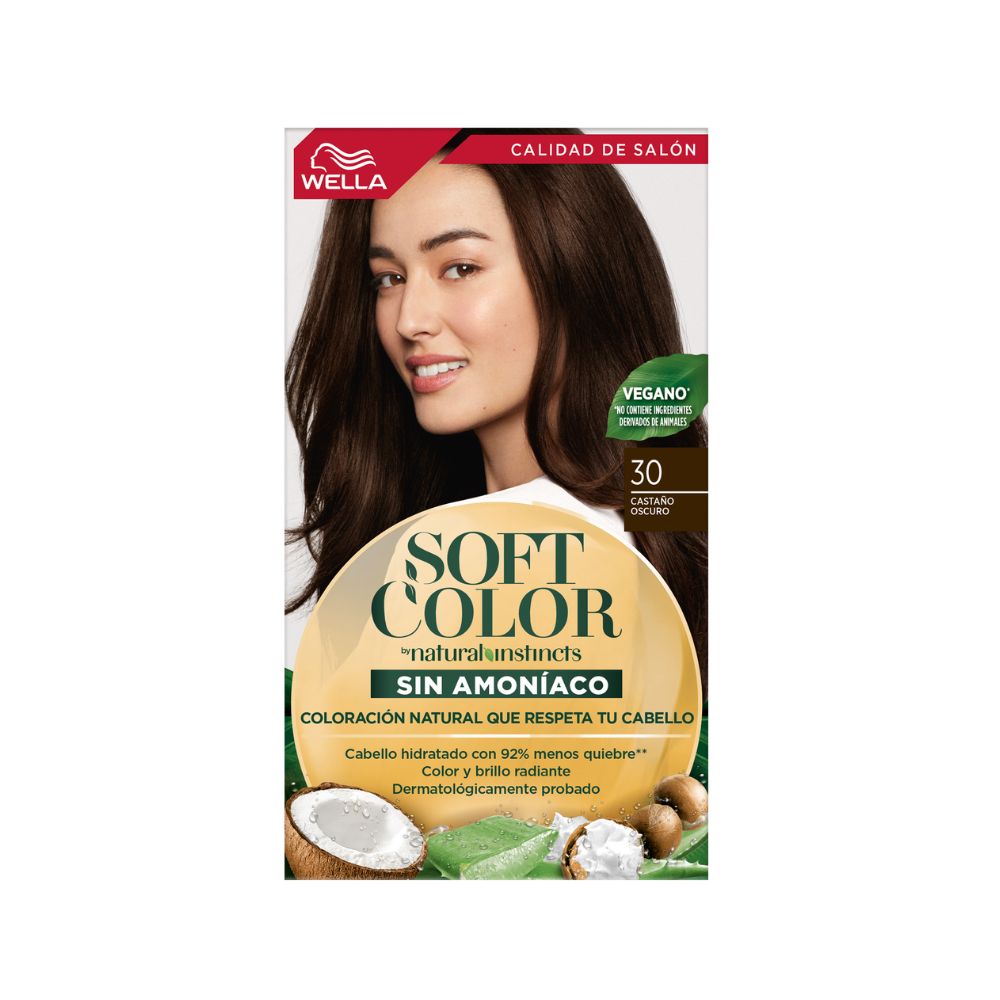 Tinte para Cabello Soft Color Sin Amoniaco 30 Castaño Oscuro Caja 1 Und