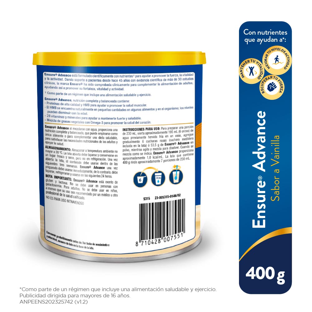 Ensure Advance Sabor Vainilla 400 G