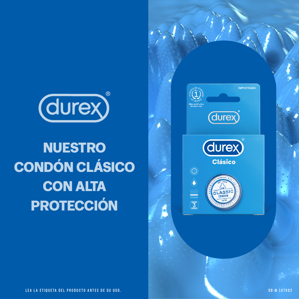 Pack Condones Durex Clásico 12 Und