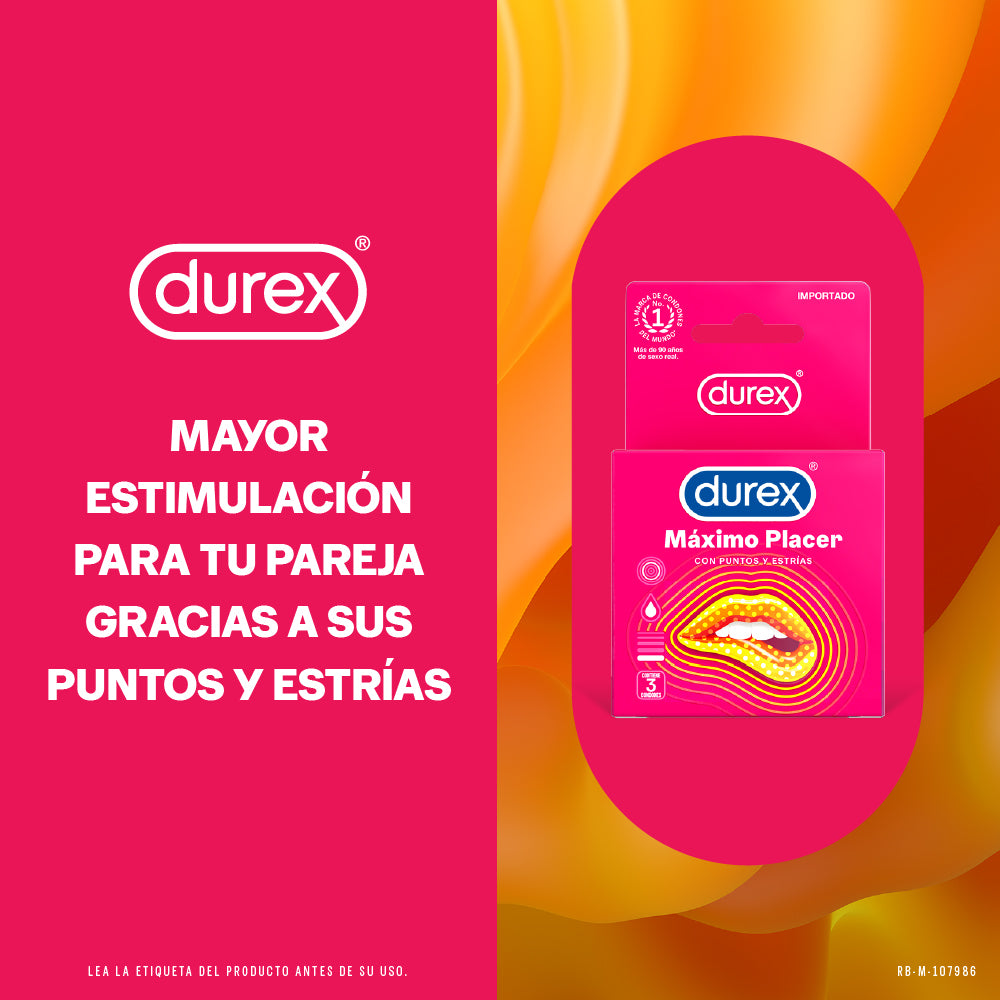 Pack Condones Durex Máximo Placer 12 Und
