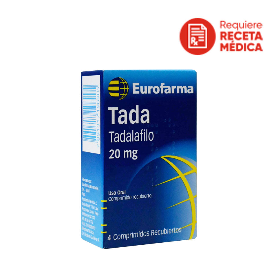 Tada 20 Mg Tadalafilo Eurofarma 4 Und