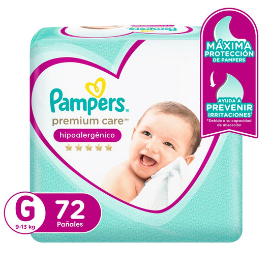Pañales Pampers Premium Care Hipoalergénicos G 72 Und