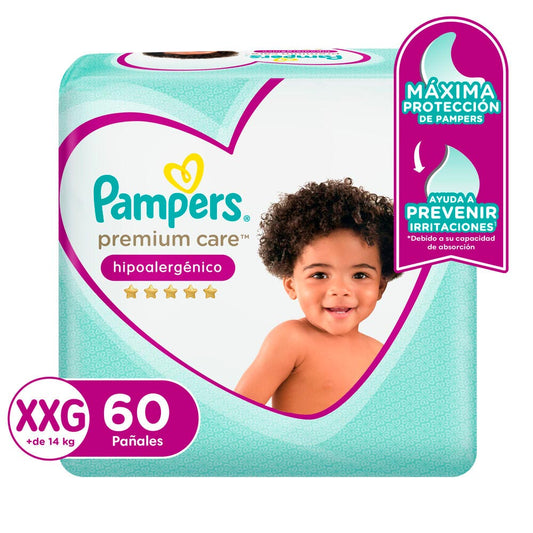 Pañales Pampers Premium Care Hipoalergénicos XXG 60 Und