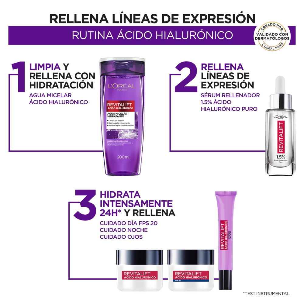 Agua Micelar L'Oréal Paris Skin Care Ácido Hialurónico 200 Ml