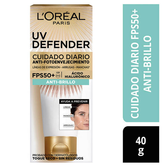Protector Solar Anti Edad Uv Defender Loréal Paris Skin Care Fps 50+ Anti Brillo