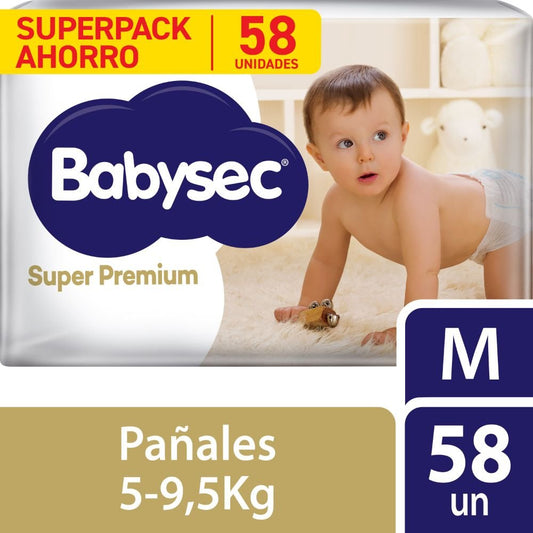 Pañales Babysec Super Premium M 58 Und
