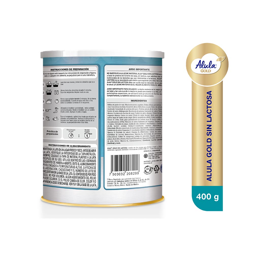 Alula Gold Sin Lactosa 400 G