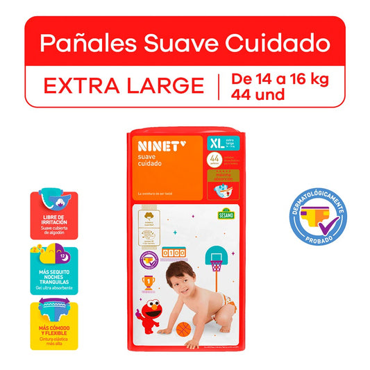 Pañales Ninet Suave Cuidado Talla XL 44 Und