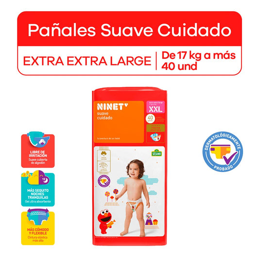 Pañales Ninet Suave Cuidado Talla XXL 40 Und