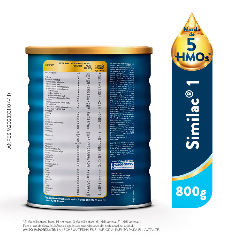 Similac 1 con mezcla de 5HMOs lata de 800 G