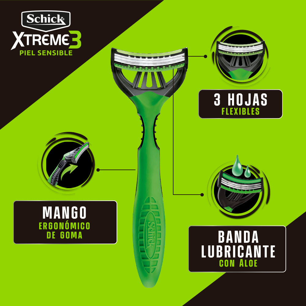 Máquina de Afeitar Schick Xtreme3 Piel Sensible 2 Und