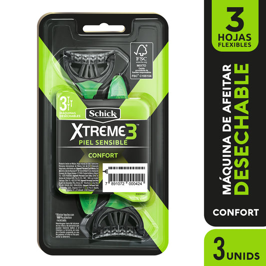 Máquina de Afeitar Schick Xtreme3 Piel Sensible 2 Und