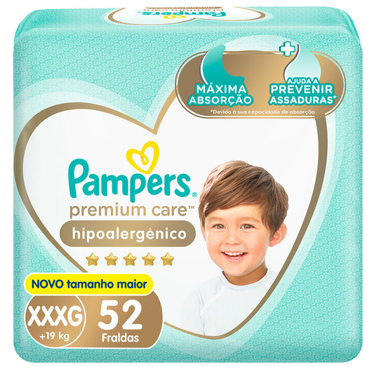 Pañales Pampers Premium Care Hipoalergénicos XXXG 52 Und