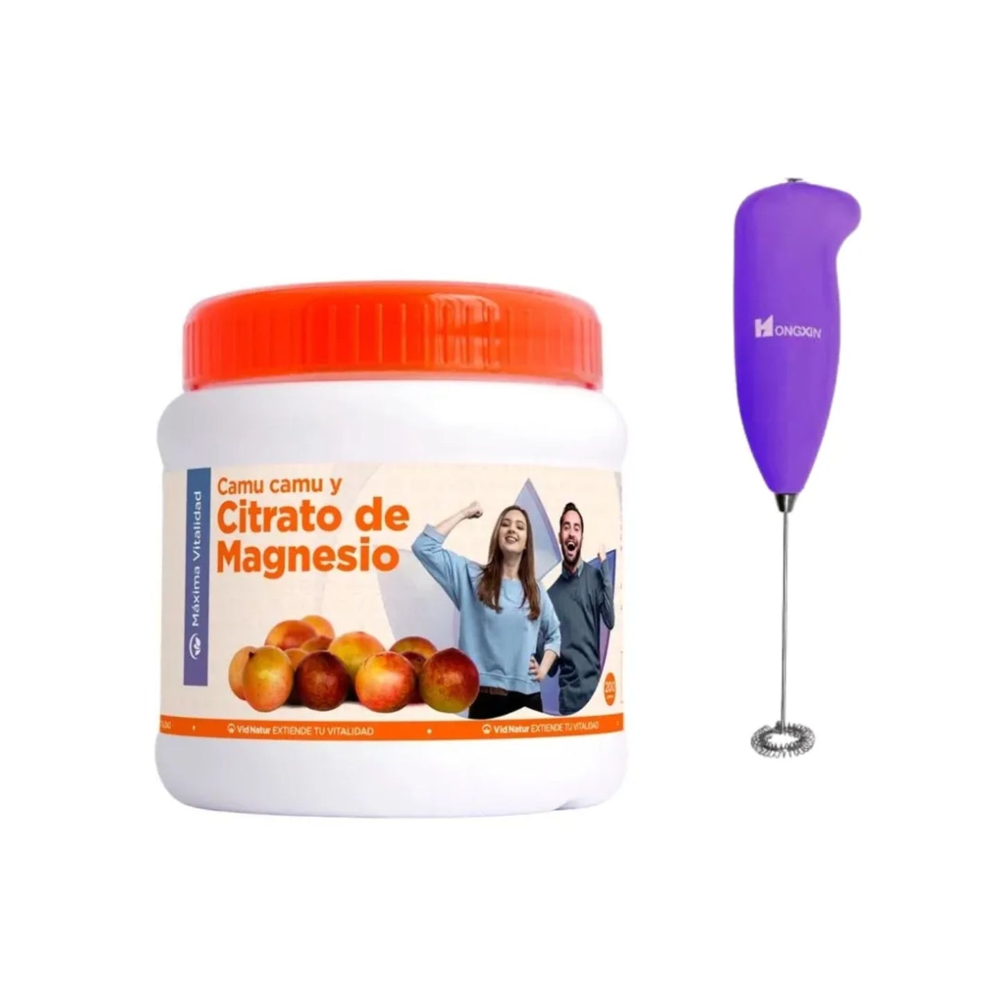 Citrato De Magnesio Camu Camu 200 G VidNatur + Mini Batidora De Mano