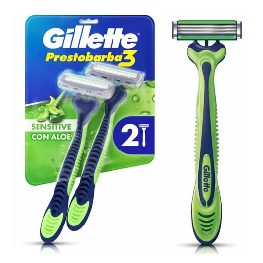 Máquina de Afeitar Desechable Gillette Prestobarba 3 Sensitive 2 Und