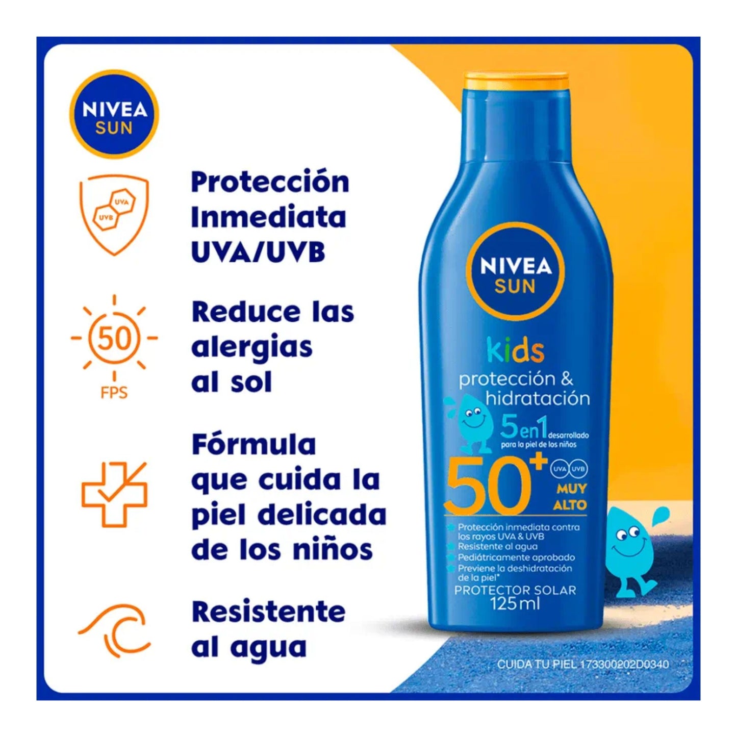 Protector Solar Nivea Sun Kids Protección & Hidratación FPS 50+ 125 Ml