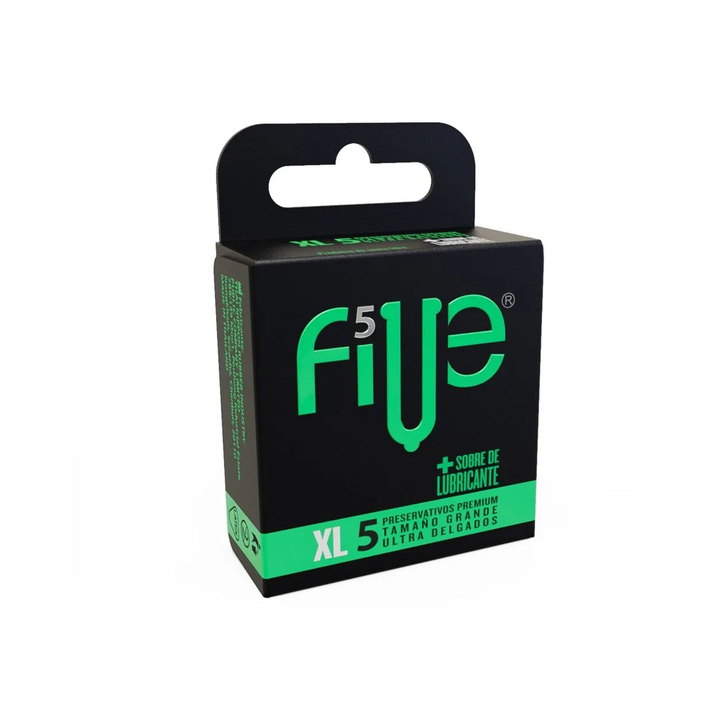 Condones Five XL Tamaño Grande Ultra Delgado 5 Und + 1 Sobre de Lubricante
