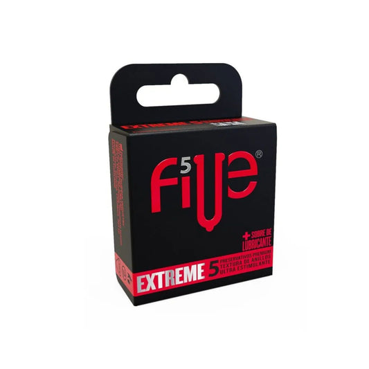 Condones Five Extreme Textura de Anillos 5 Und + 1 Sobre de Lubricante
