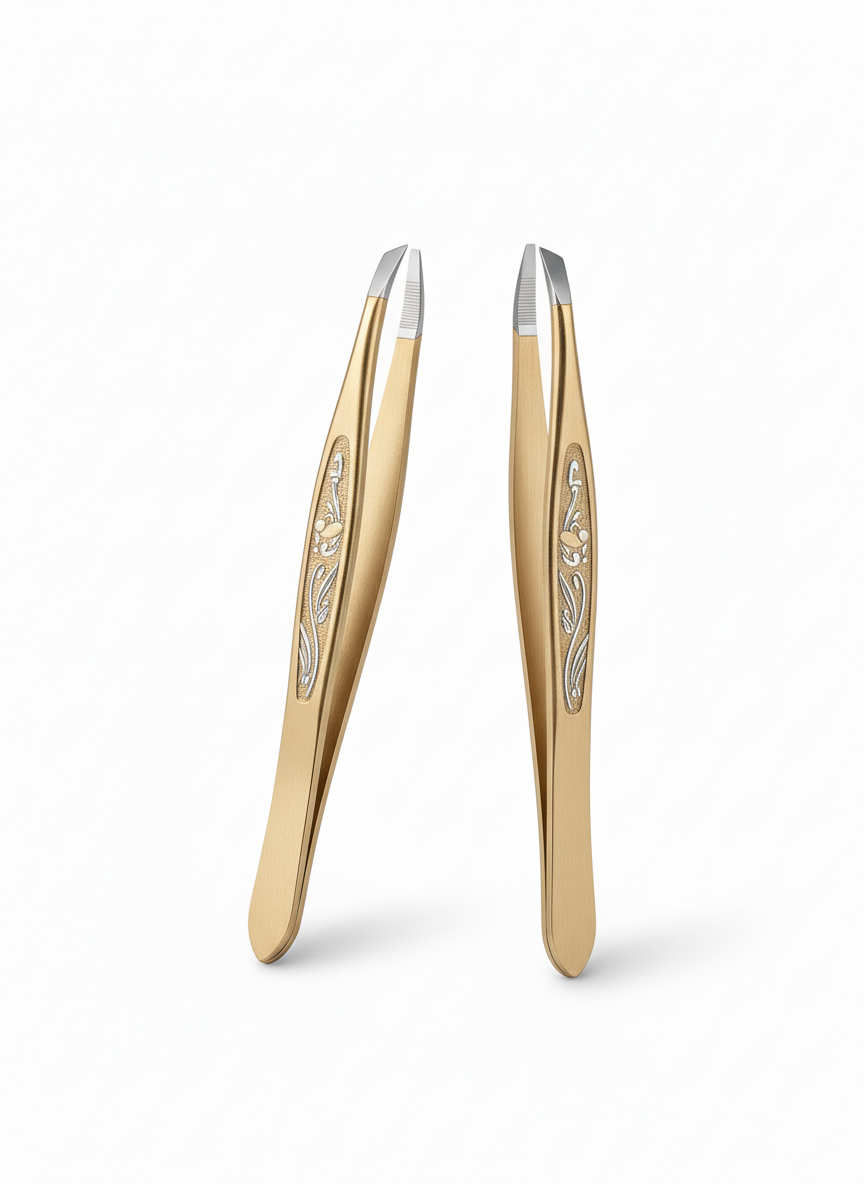 Set de Pinzas para Cejas Doradas 2 Und