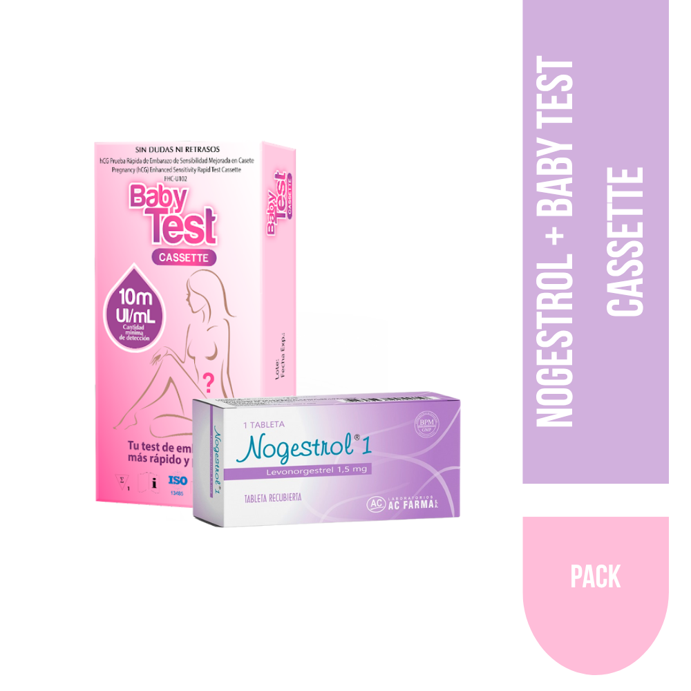 Pack 1 Test De Embarazo Cassette + 1 Pastilla Emergencia Nogestrol Pastilla Del Dia Siguiente